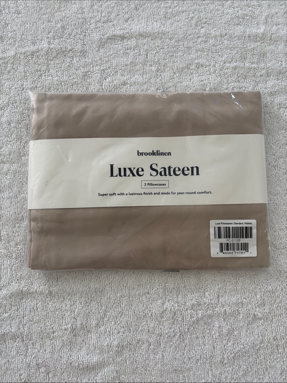 Brooklinen Luxe Sateen Pillowcases in Stone Beige - Picture 3 of 4